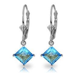 3.2 ctw Blue Topaz Earrings Jewelry 14KT White Gold