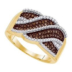 0.33CTW White and Champagne Diamond Micro-Pave 10KT Ring Yellow Gold