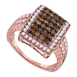 1.0CTW White and Champagne Diamond Anniversary 10KT Ring Rose Gold