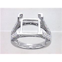Genuine 14K White Gold 0.87CTW Diamond Semi Mount Ring - REF-91R3H