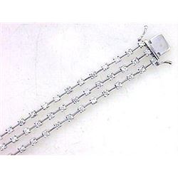 Genuine 18K White Gold 3.48CTW Diamond Multi-Row Bracelet - REF-380F3N