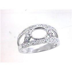 Genuine 18K White Gold 0.36CTW Diamond Semi Mount Ring - REF-75Y7Z
