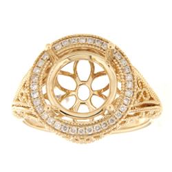 Genuine 14K Yellow Gold 0.2CTW Diamond Semi Mount Ring - REF-60F5N