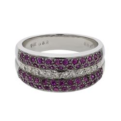 Genuine 14K WhiteGold 0.66CTW Sapphire Fashion Ring - REF-22H3W