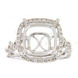 Genuine 14K White Gold 0.55CTW Diamond Semi Mount Ring - REF-81G2M
