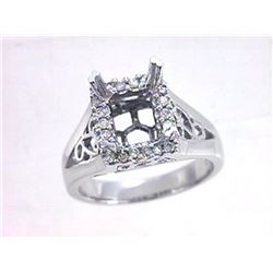 Genuine 14K White Gold 0.24CTW Diamond Semi Mount Ring - REF-61Z3T