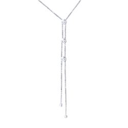 Genuine 0.12 TCW 14K White Gold Ladies Necklace - REF-28M2F