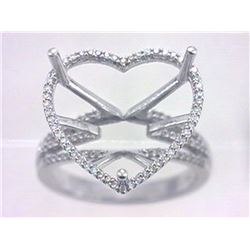 Genuine 14K White Gold 0.37CTW Diamond Semi Mount Ring - REF-52N6A