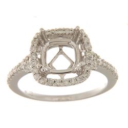 Genuine 14K White Gold 0.49CTW Diamond Semi Mount Ring - REF-85T4K