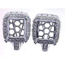 Genuine 14KWhite Gold 0.81CTW Diamond Semi-Mount Earrings - REF-142K4R