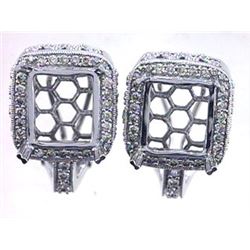 Genuine 14KWhite Gold 0.81CTW Diamond Semi-Mount Earrings - REF-142K4R