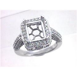 Genuine 14K White Gold 0.92CTW Diamond Semi Mount Ring - REF-83M2F