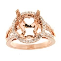 Genuine 14K Rose Gold 0.32CTW Diamond Semi Mount Ring - REF-86G4M