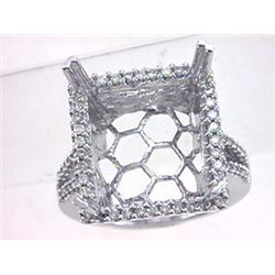 Genuine 14K White Gold 0.47CTW Diamond Semi Mount Ring - REF-78M2F