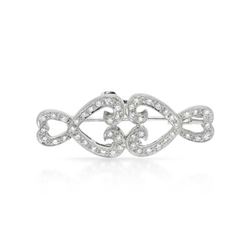 Genuine 0.46 TCW 18K White Gold Ladies Brooch - REF-114R3H