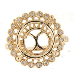 Genuine 14K Yellow Gold 0.27CTW Diamond Semi Mount Ring - REF-65K9R