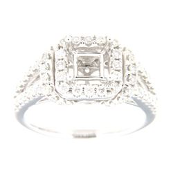 Genuine 14K White Gold 1.03CTW Diamond Semi Mount Ring - REF-103W7G