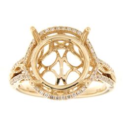 Genuine 14K Yellow Gold 0.46CTW Diamond Semi Mount Ring - REF-76R3H