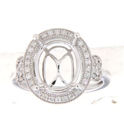 Genuine 14K White Gold 0.34CTW Diamond Semi Mount Ring - REF-61M8F