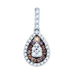 0.50CTW White and Champagne Diamond Anniversary 10KT Pendant White Gold