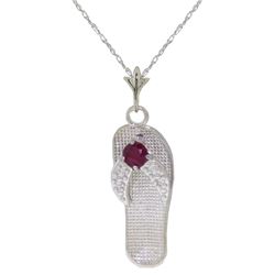 0.15 ctw Ruby Necklace Jewelry 14KT White Gold