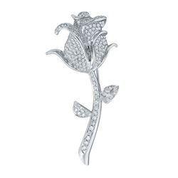 Genuine 1.93 TCW 14K White Gold Ladies Brooch - REF-177H8W