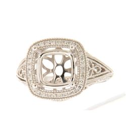 Genuine 14K White Gold 0.18CTW Diamond Semi Mount Ring - REF-52A3X