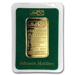 One pc. 1 oz .9999 Fine Gold Bar - Johnson Matthey In Assay