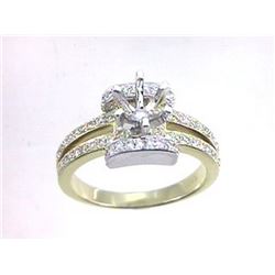 Genuine 18K Two Tone Gold 0.42CTW Diamond Semi Mount Ring - REF-122N6A
