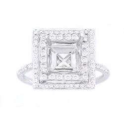 Genuine 14K White Gold 0.38CTW Diamond Semi Mount Ring - REF-49Y7Z