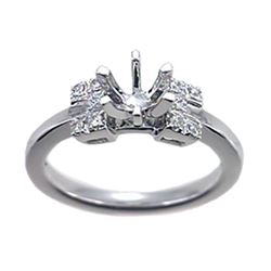 Genuine 14K White Gold 0.15CTW Diamond Semi Mount Ring - REF-44W6G
