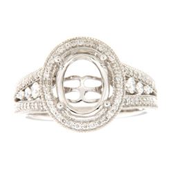 Genuine 14K White Gold 0.5CTW Diamond Semi Mount Ring - REF-84Z6T