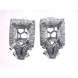 Genuine 14KWhite Gold 0.91CTW Diamond Semi-Mount Earrings - REF-114X5Y