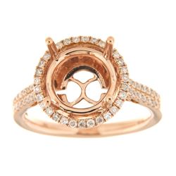Genuine 14K Rose Gold 0.4CTW Diamond Semi Mount Ring - REF-73T3K