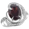 Image 1 : Natural 6.53 ctw garnet & Diamond Engagement Ring 14K White Gold - SC-R289231W10-REF#80Y7X