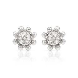 Genuine 0.2 TCW 14K White Gold Ladies Earring - REF-33A6X