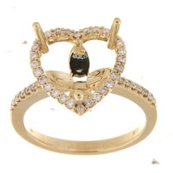 Genuine 14K Yellow Gold 0.35CTW Diamond Semi Mount Ring - REF-62F5N
