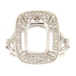 Genuine 14K White Gold 0.39CTW Diamond Semi Mount Ring - REF-77Y2Z