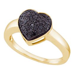 0.33CTW Black Diamond Heart 10KT Ring Yellow Gold