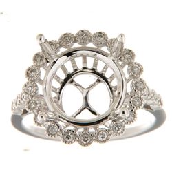 Genuine 14K White Gold 0.22CTW Diamond Semi Mount Ring - REF-55M7F