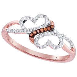 0.02CTW White and Champagne Diamond Heart 10KT Ring Rose Gold