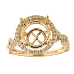 Genuine 14K Yellow Gold 0.52CTW Diamond Semi Mount Ring - REF-75W8G