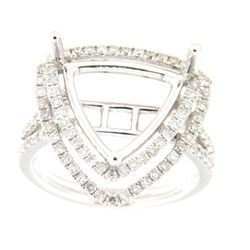 Genuine 14K White Gold 0.83CTW Diamond Semi Mount Ring - REF-110G2M