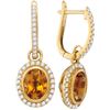 Image 1 : 0.35CT Diamond and 1CT Citrine Anniversary 14KT Earrings Yellow Gold