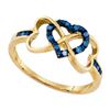 Image 1 : 0.10CTW White and Blue Diamond Heart 10KT Ring Yellow Gold