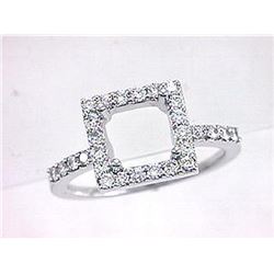 Genuine 18K White Gold 0.53CTW Diamond Semi Mount Ring - REF-87X6Y
