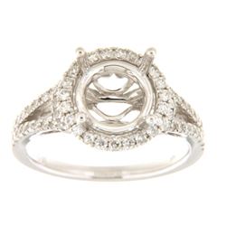 Genuine 14K White Gold 0.57CTW Diamond Semi Mount Ring - REF-81X7Y