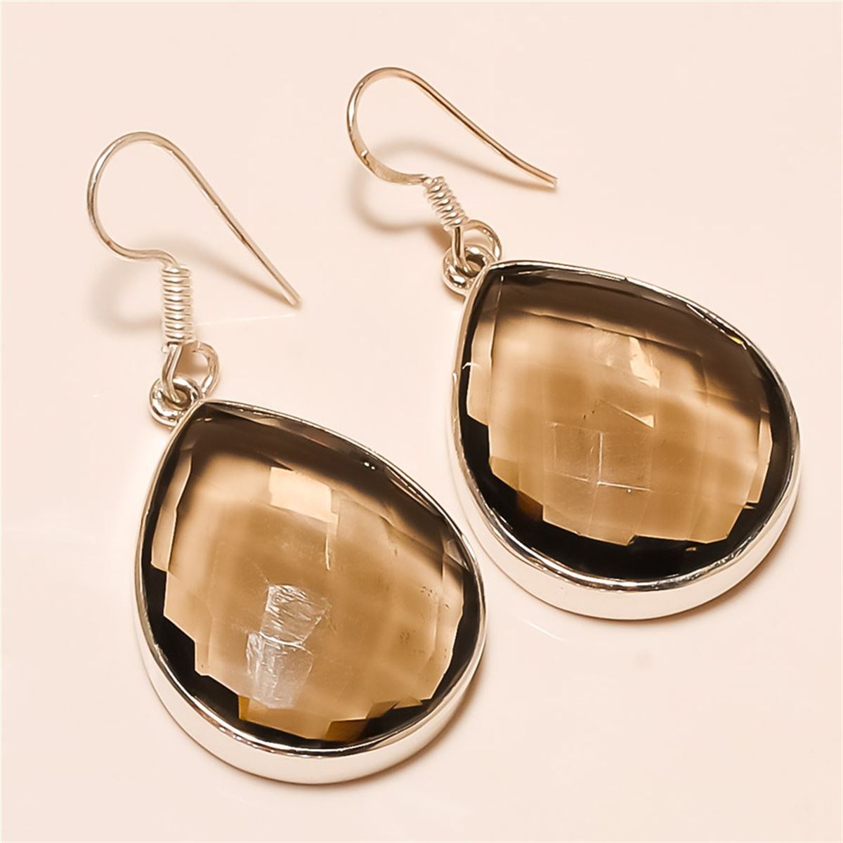 Smokey Quartz Earring Solid Sterling Silver
