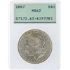 Image 1 : 1887 $1 Morgan Silver Dollar Coin PCGS MS63