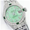 Image 1 : Rolex Stainless Steel Emerald and Diamond Datejust Ladies Wristwatch